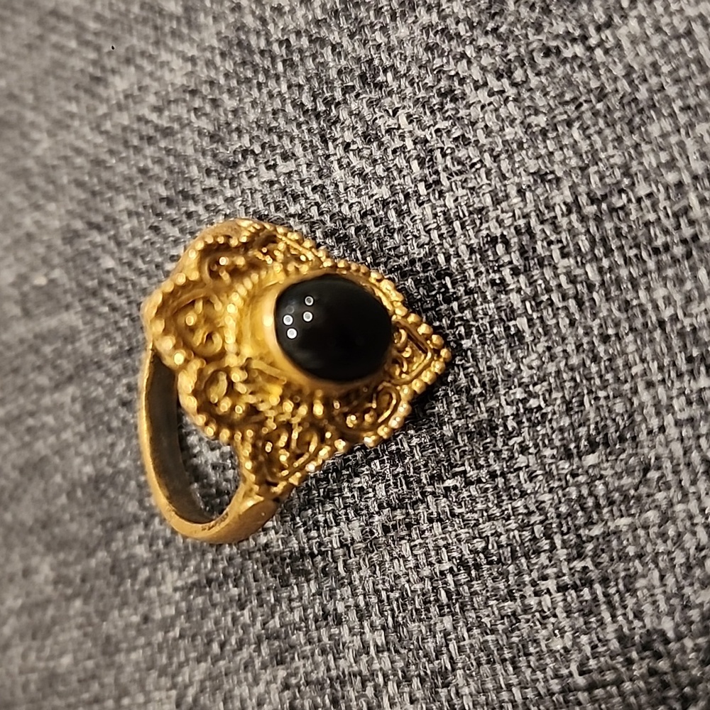 Black Onyx and Gold Plated Ring